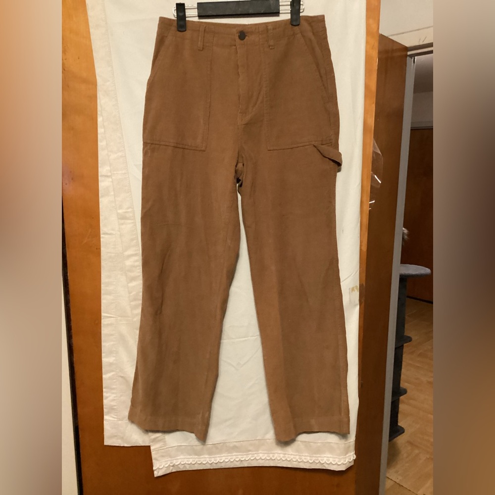 ONIA Corduroy flat waist high rise wide leg pants  SZ 27